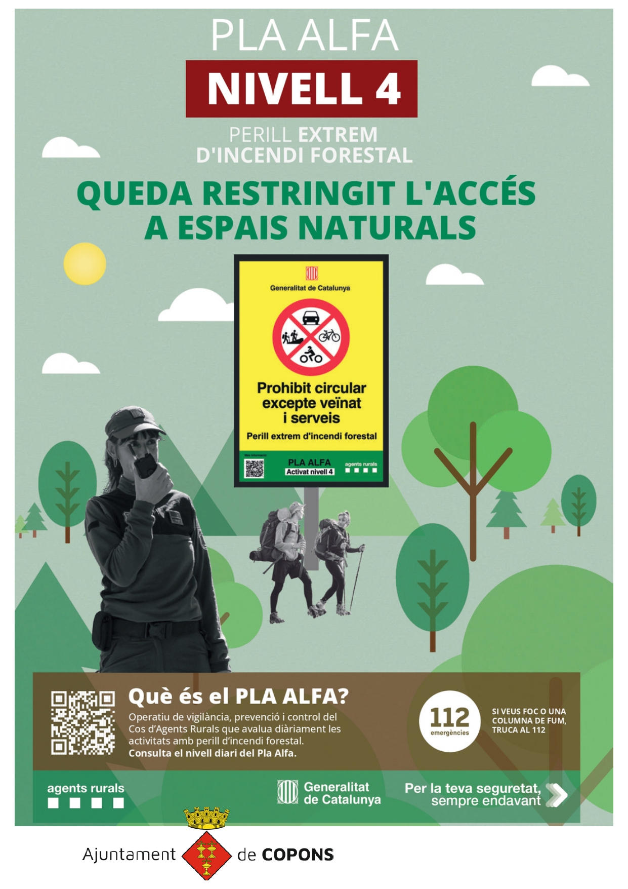 L’Ajuntament de Copons tanca preventivament l’accés al Gorg del Nafre, el Corredor Verd i la Font de la Bonamossa en episodis d’alt risc d’incendi